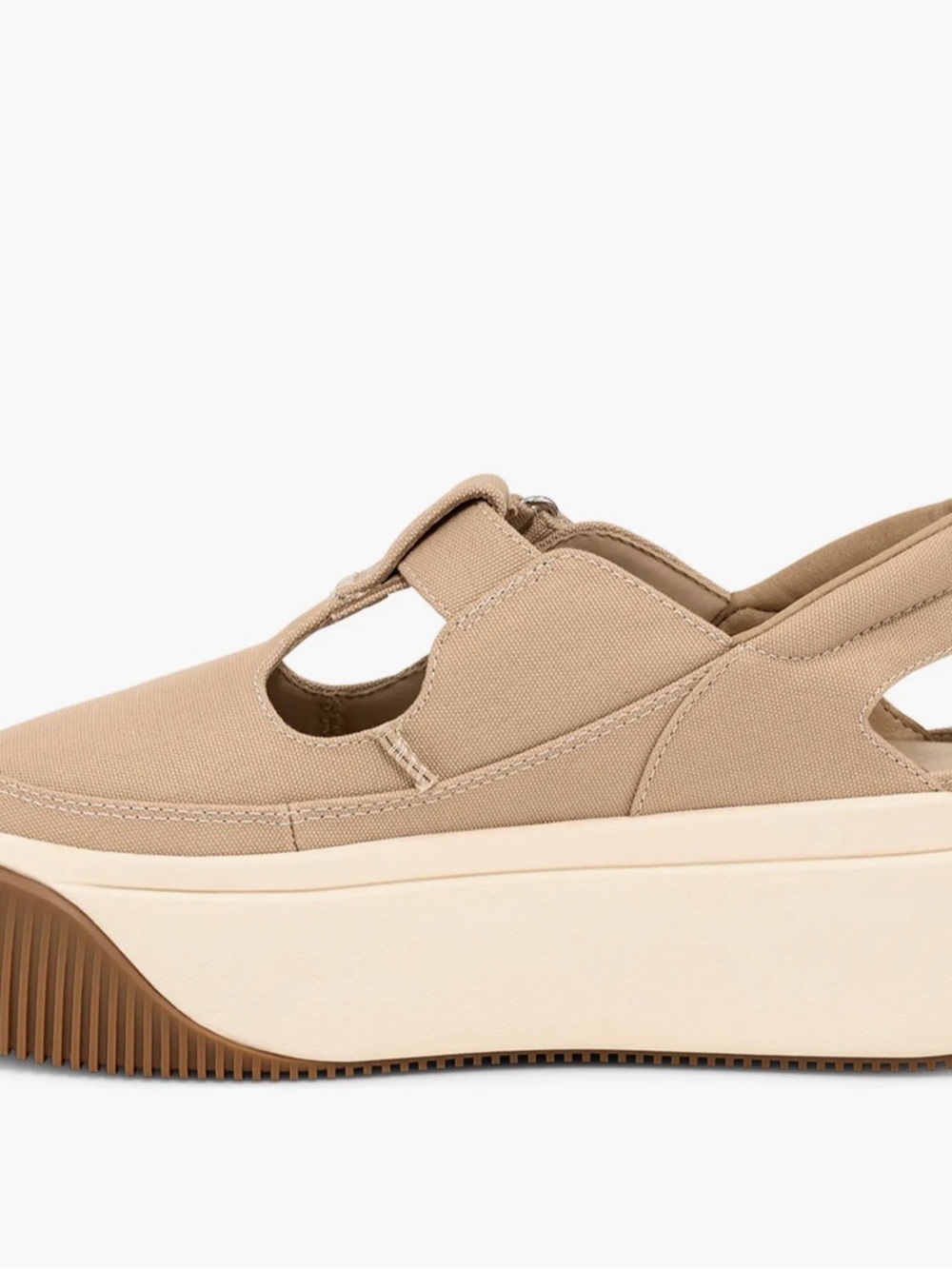 UGG Women's Tan Canvas Platform Mary Jane Slingback - Picture 4 of 14
